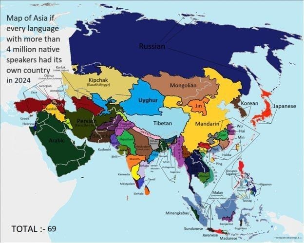 Языковая карта Азии